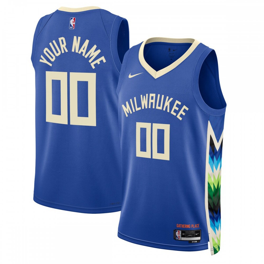 Milwaukee Bucks Unisex 2022/23 Swingman Custom Jersey - City Edition - Royal-Pro Kit Vault | Brand New 26/27 Sports Jerseys